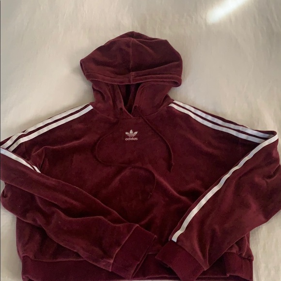 adidas cropped hoodie velvet